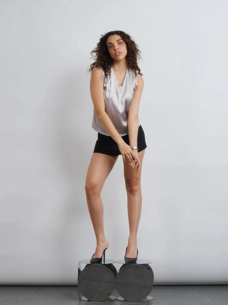 Satin Top - Silver Champagne