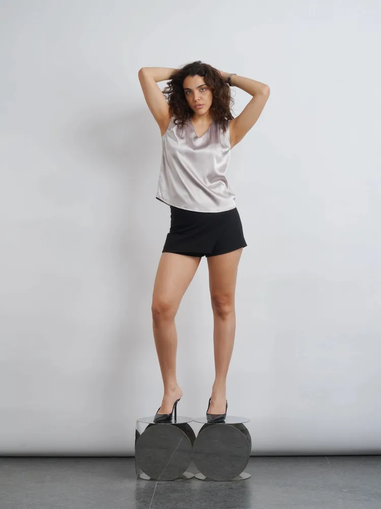 Satin Top - Silver Champagne