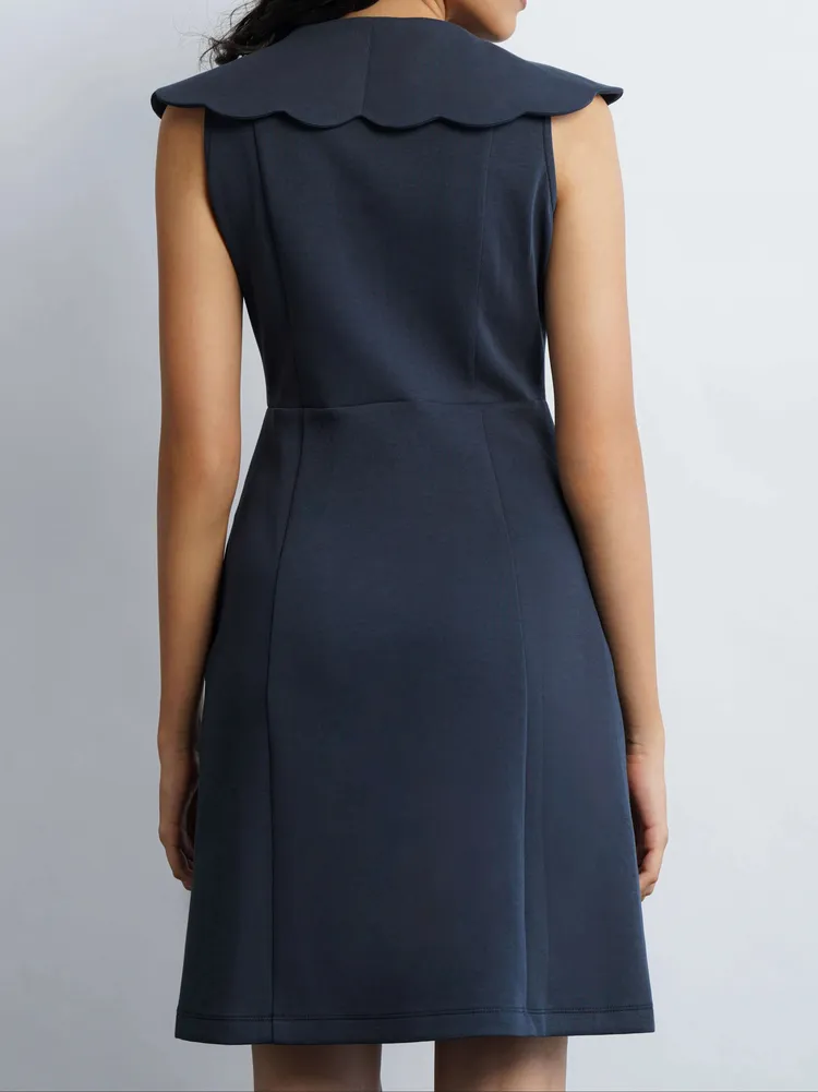 Scallop Knit Dress - Sapphire Blue