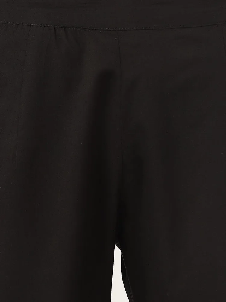 Divena Black Solid Anarkali Kurta Pant set with Dupatta