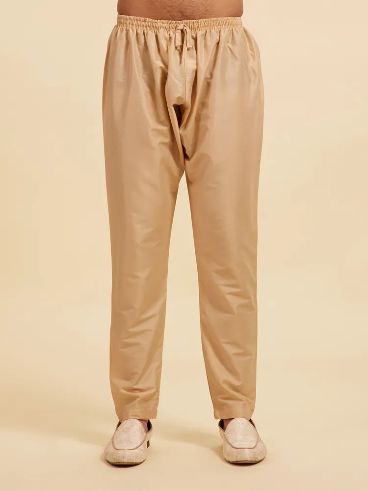 Diwas By Manyavar Sand Beige Pencil Fit Pajama for Men