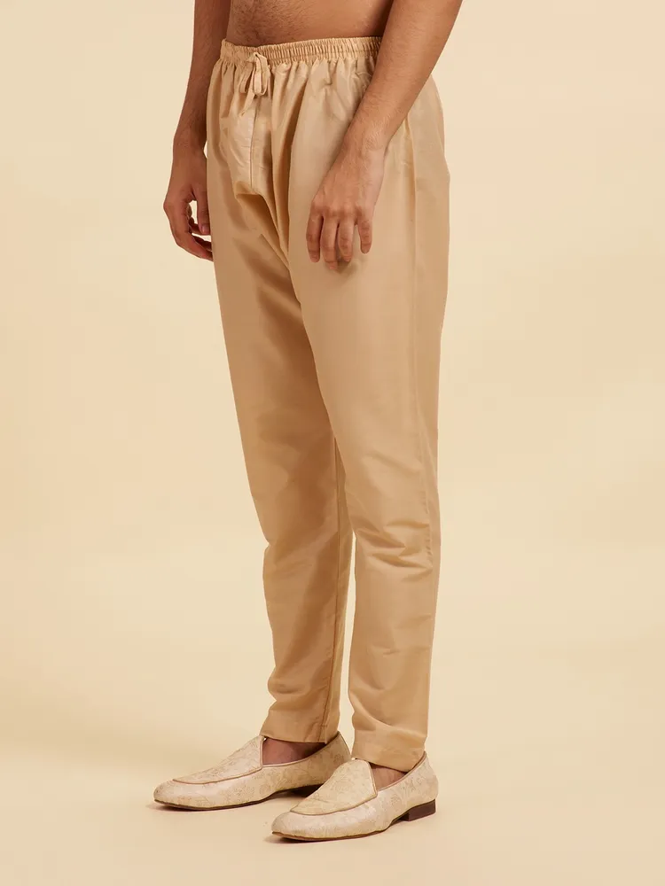 Diwas By Manyavar Sand Beige Pencil Fit Pajama for Men