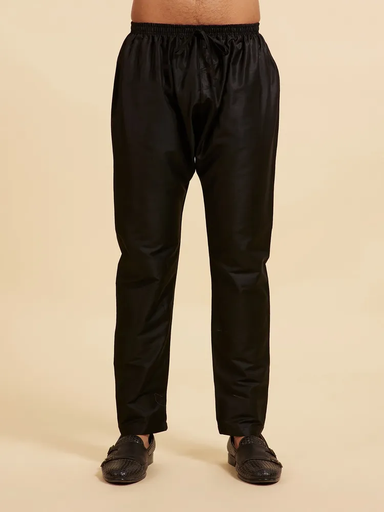 Diwas By Manyavar Midnight Black Pencil Fit Pajama for Men