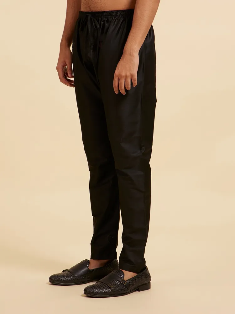 Diwas By Manyavar Midnight Black Pencil Fit Pajama for Men