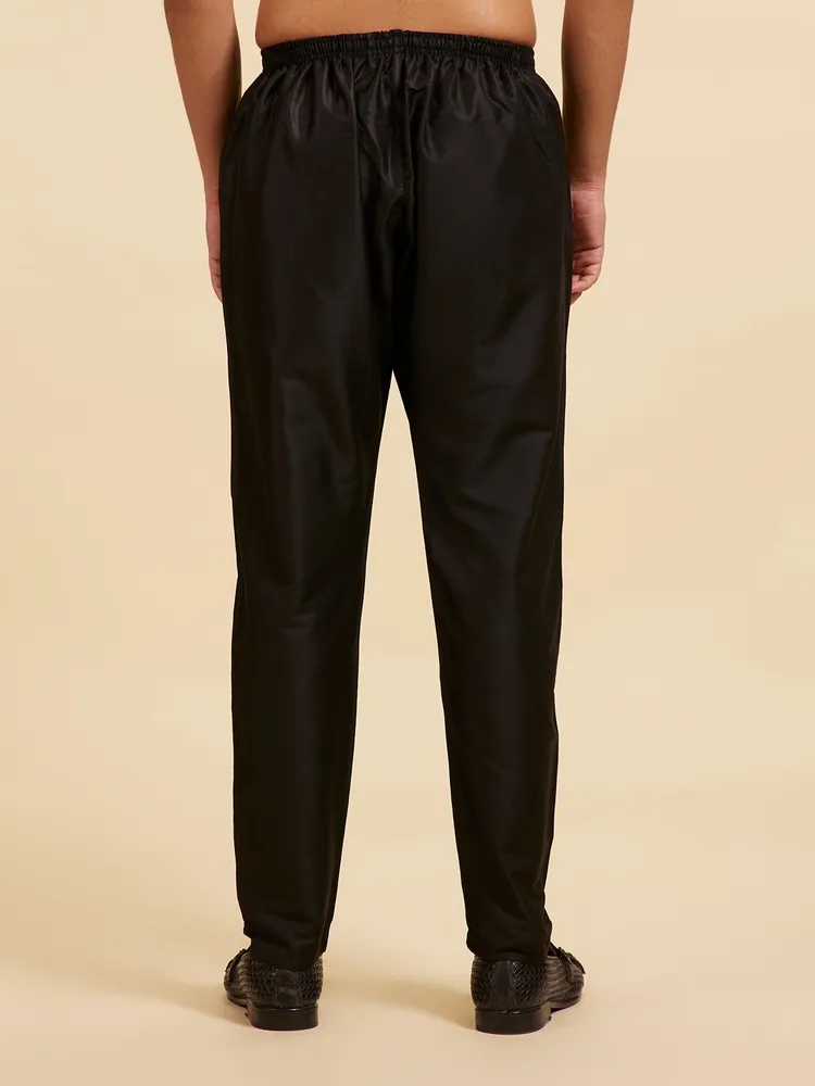 Diwas By Manyavar Midnight Black Pencil Fit Pajama for Men