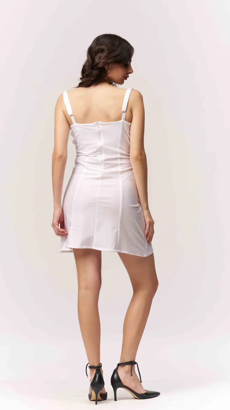 Lace Trim White Bodycon