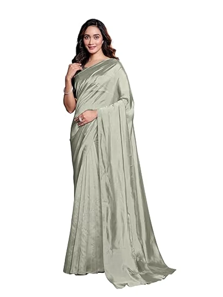Garden Vareli Grey Solid Organza Saree