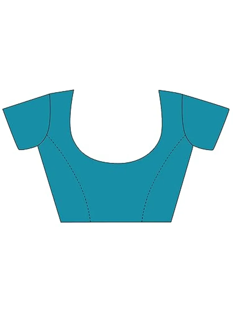 Garden Vareli Teal Solid Organza Saree