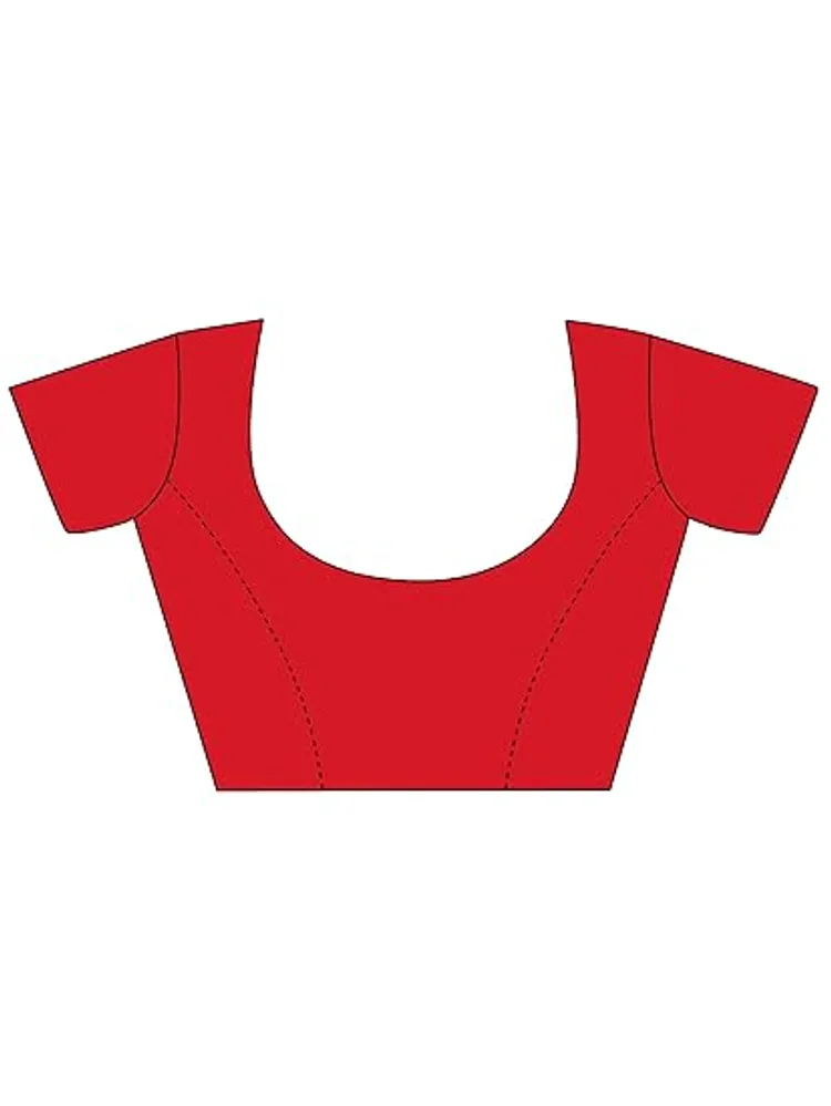 Garden Vareli Red Solid Organza Saree