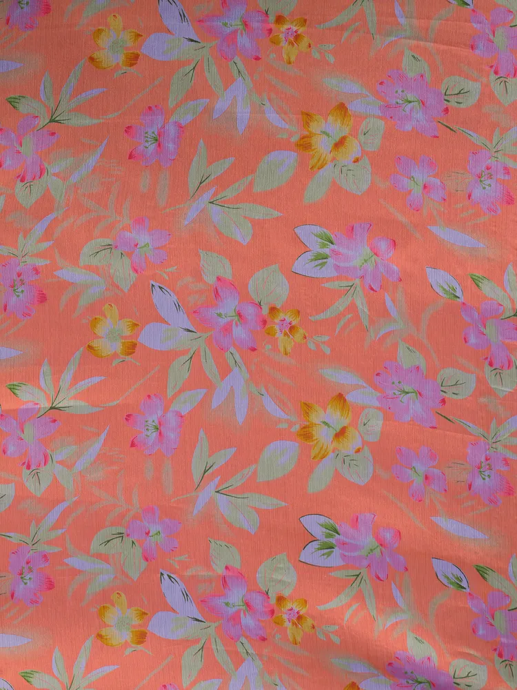 Garden Vareli Peach Printed Chiffon Saree