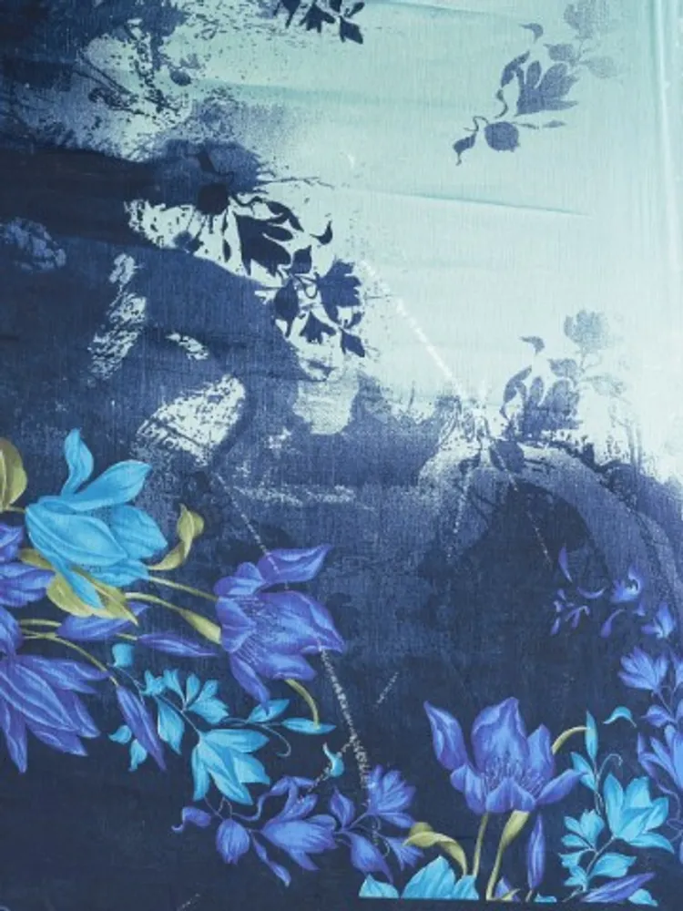 Garden Vareli Blue Floral Printed Chiffon Saree