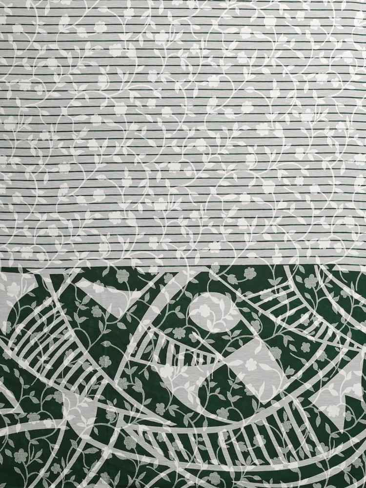 Garden Vareli Green Solid Viscose Brasso Saree