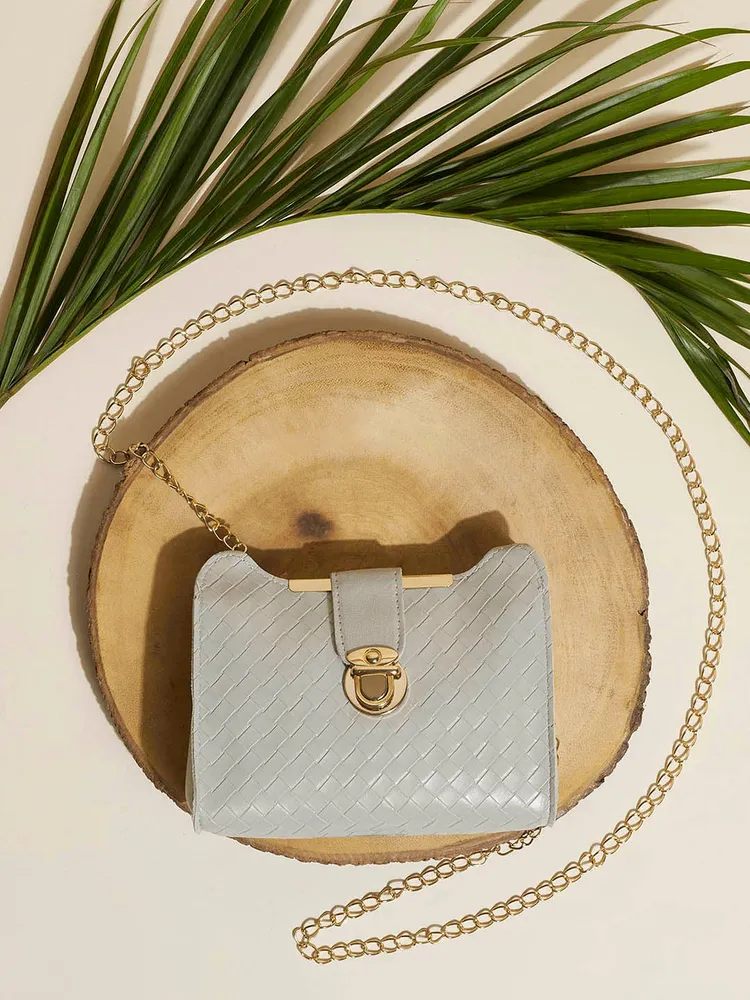 Haute Sauce Textured PU Structured Sling Bag with Quilted