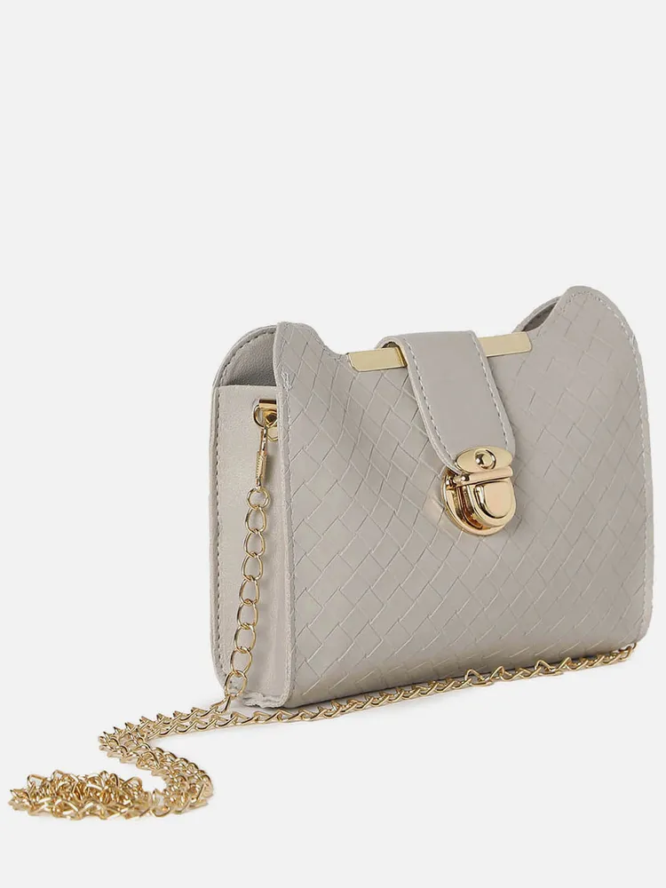 Haute Sauce Textured PU Structured Sling Bag with Quilted