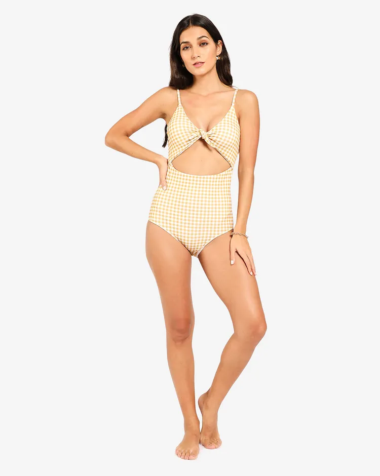 Haute Sauce Women Checked One-Piece Swimwear