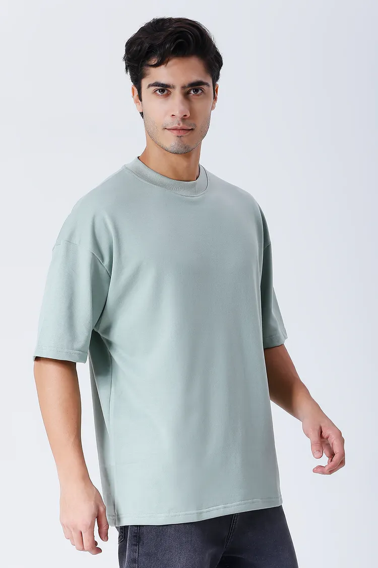 High Neck: Sage Oversized Sustainable T-Shirt