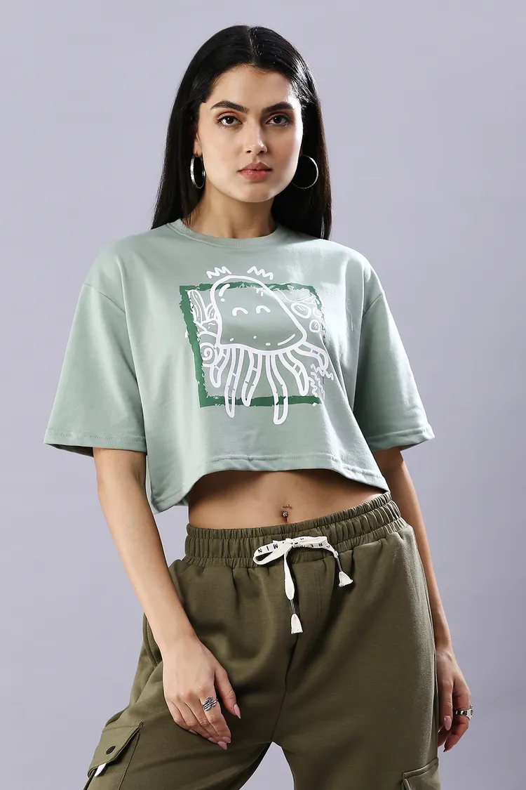 Sagey Swirls Oversized Sustainable Crop Top