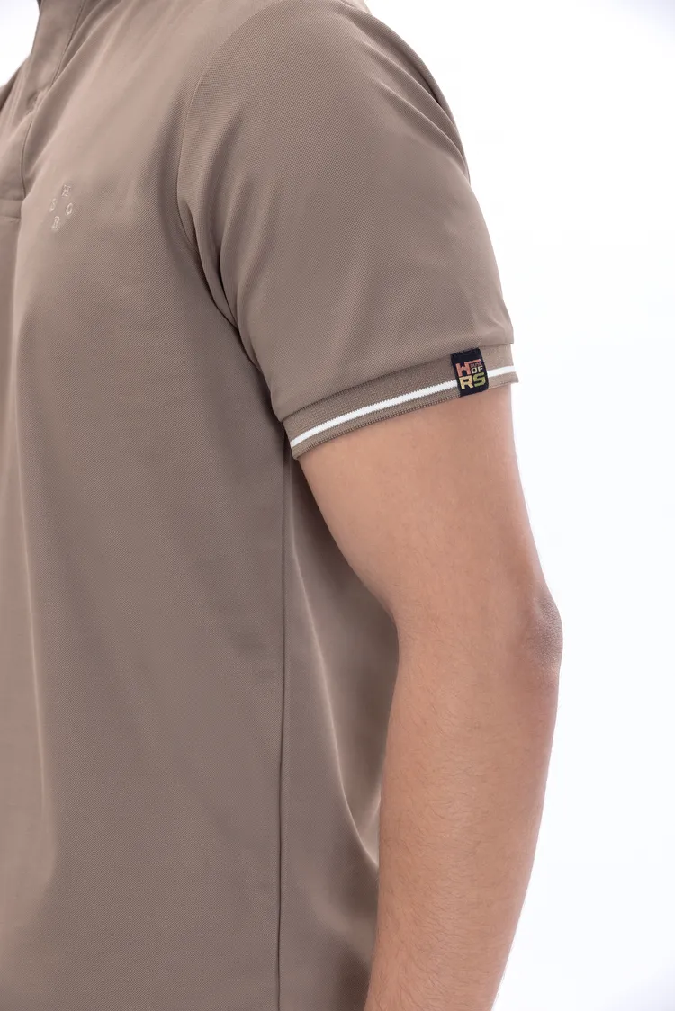 Chocolate Chip Polo With Mandarin Collar