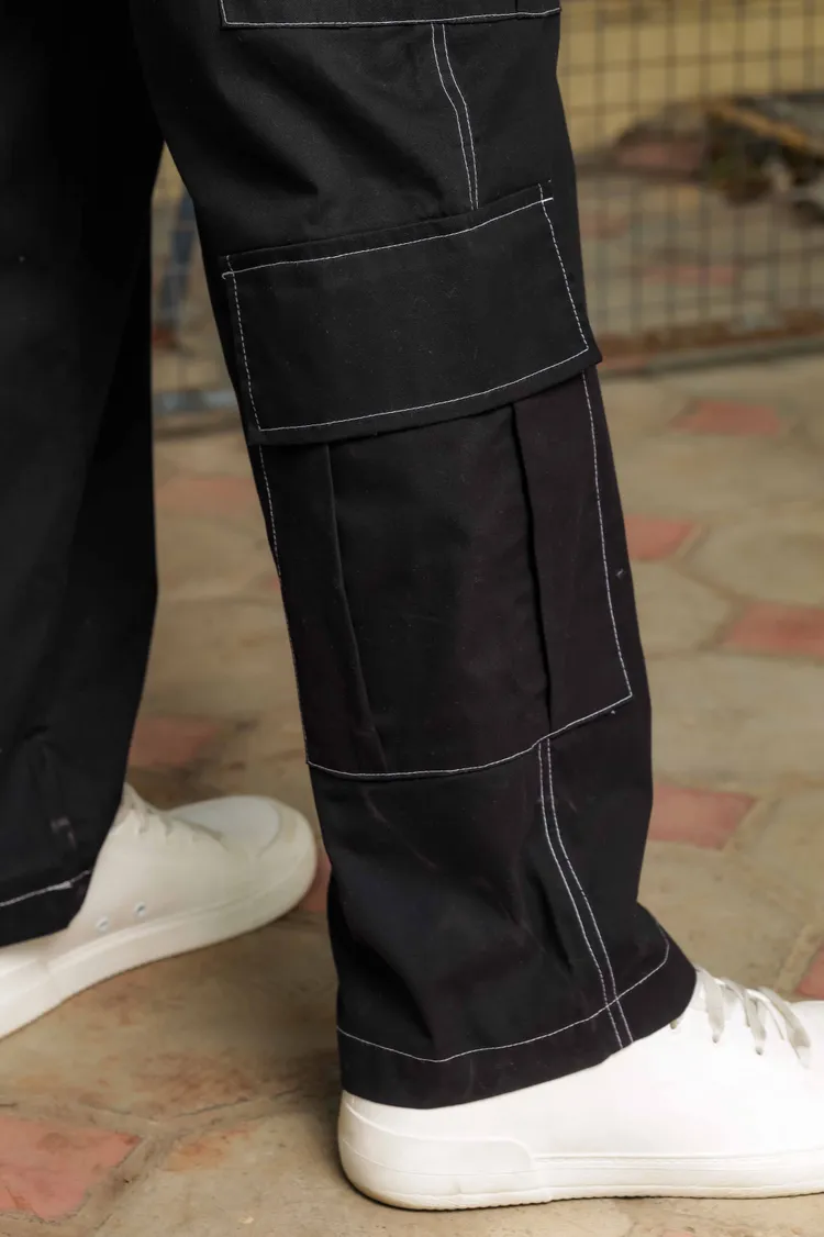 House of Koala Mid-Rise Baggy Fit Parachute Cotton Cargo Trousers