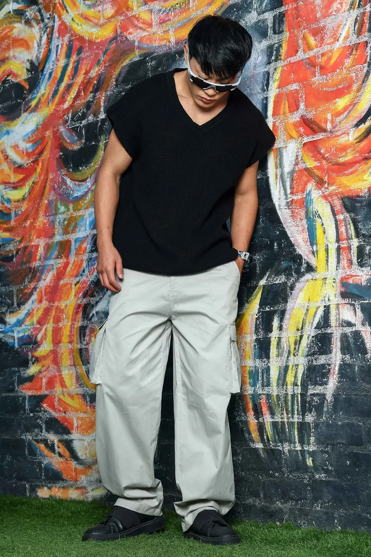 Unisex Baggy fit Grey Cargo Trousers