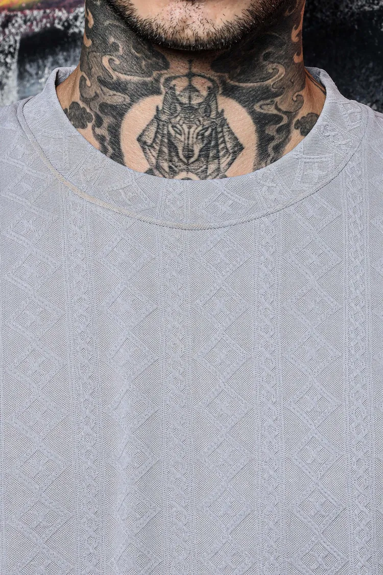 House of Koala Textured Oversized Round Neck T-shirt