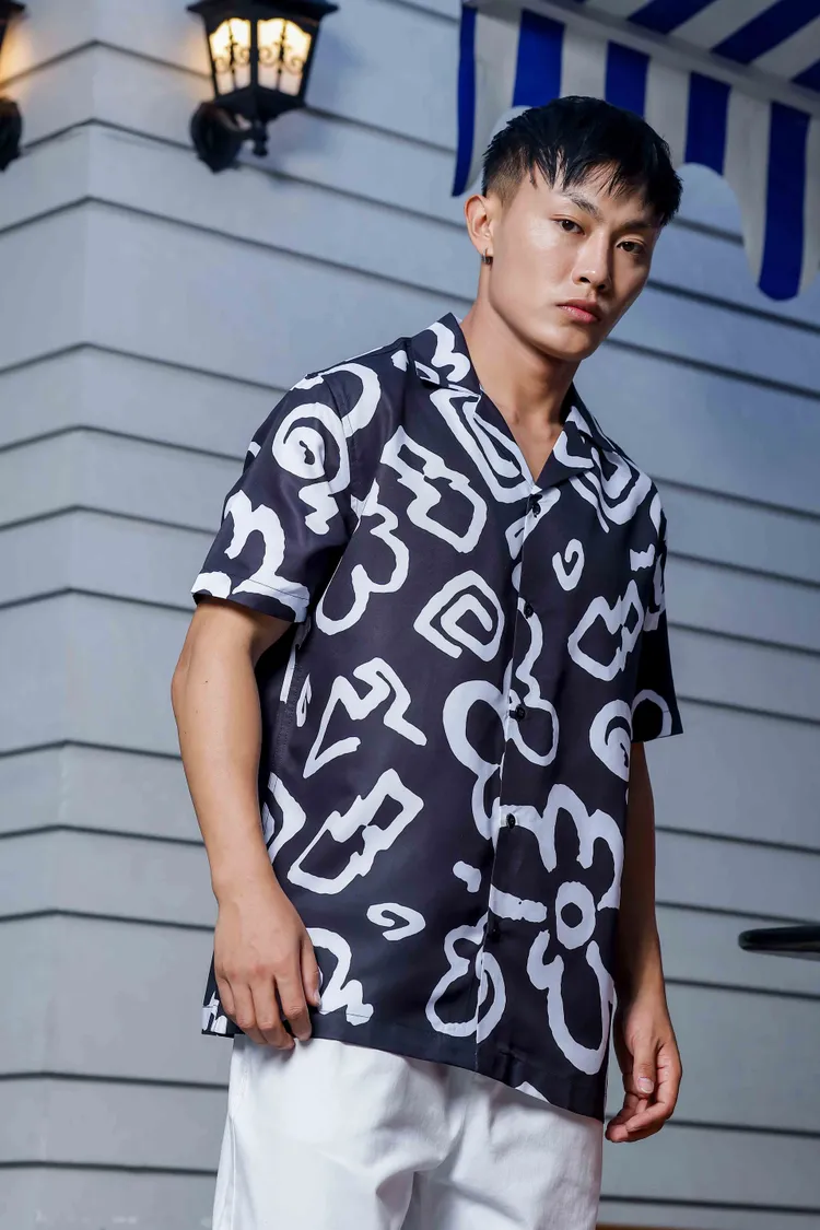 House of Koala Floral Printed Cuban Collar Classic Relaxed Fit Resort Shirt