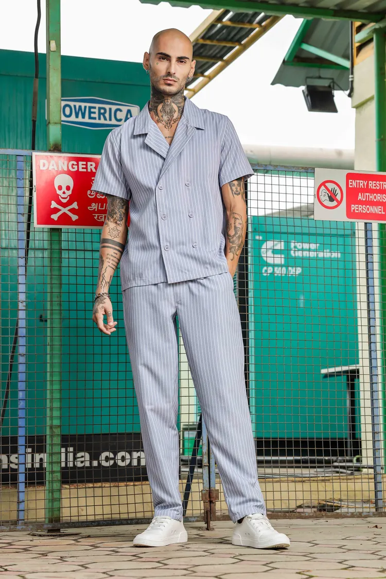 House of Koala Mid-Rise Regular Fit Textured Striped All Day Slip-On Trousers