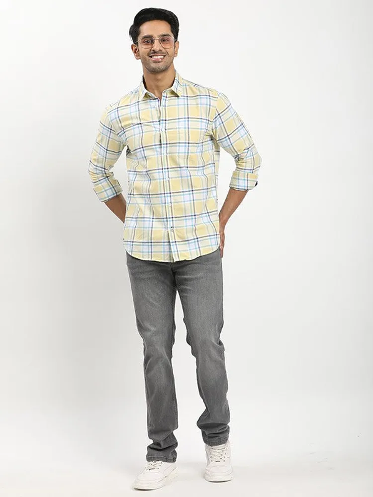 Fairtrade Men Checked Full Sleeve Cotton Blend Shirt