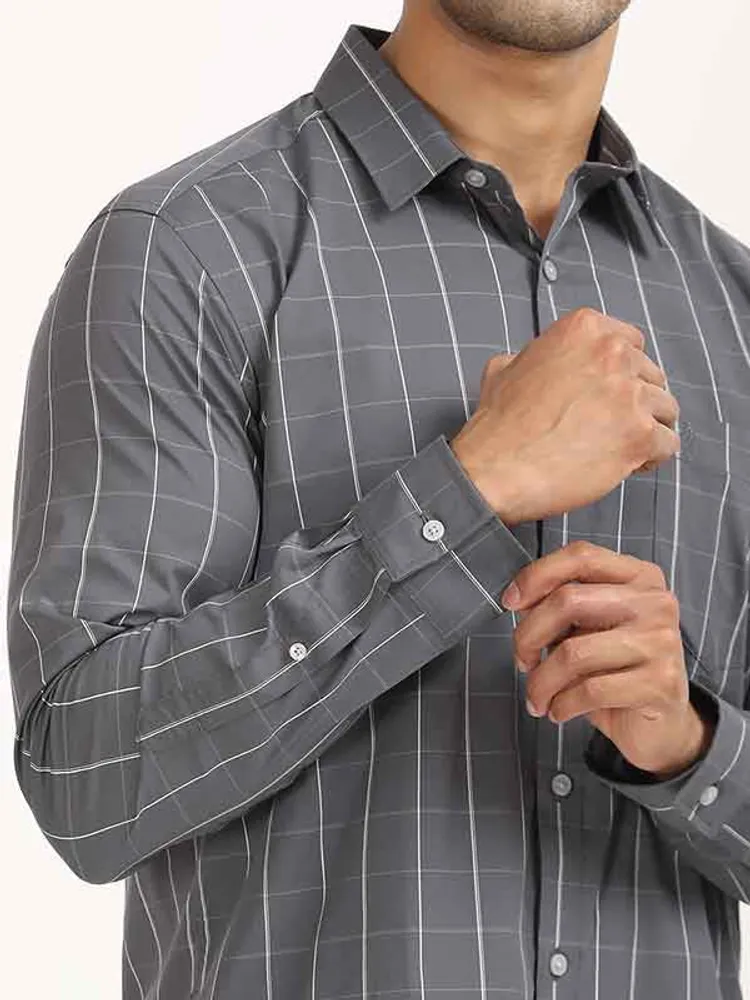 Men Checked Full Sleeve Polyester Blend Shirt