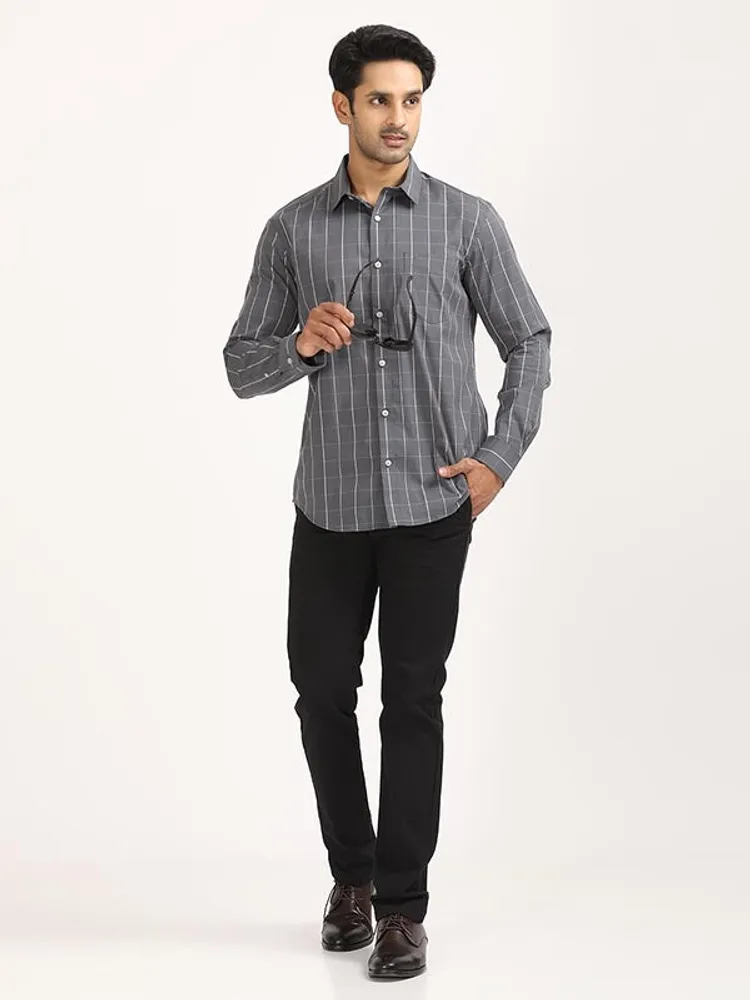 Men Checked Full Sleeve Polyester Blend Shirt