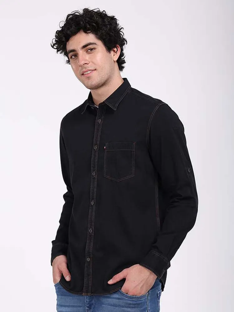 Men Solid Full Sleeve Cotton Shirt