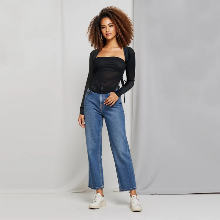 Black Ruched Off-shoulder Top