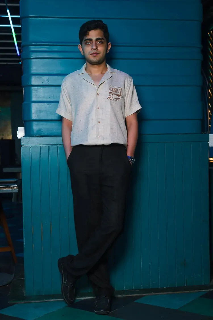 Beige Jute Old School Embroidered Linen Shirt