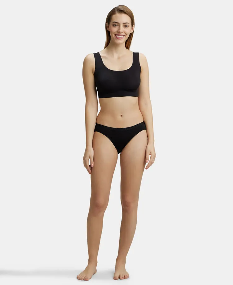 Wirefree Padded Soft touch Microfiber Elastane Full Coverage Lounge Bra with 360 Degree Stretch - Black