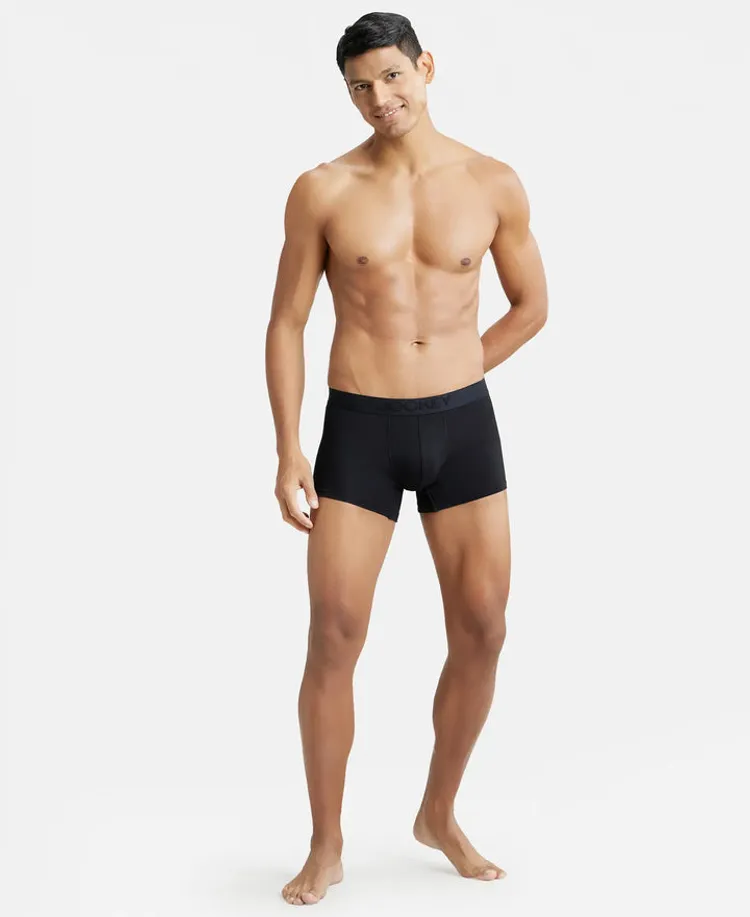 Tencel Micro Modal Cotton Elastane Stretch Solid Trunk with Natural StayFresh Properties - Black