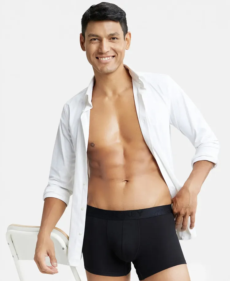 Tencel Micro Modal Cotton Elastane Stretch Solid Trunk with Natural StayFresh Properties - Black