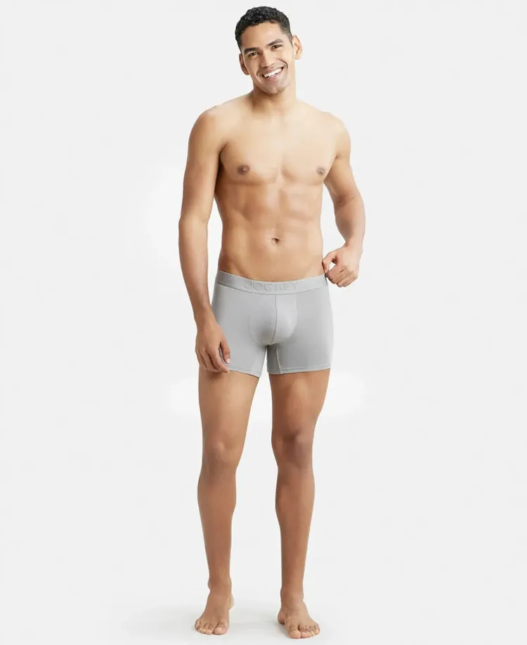 Tencel Micro Modal Cotton Elastane Stretch Solid Trunk with Natural StayFresh Properties - Bright Light Grey