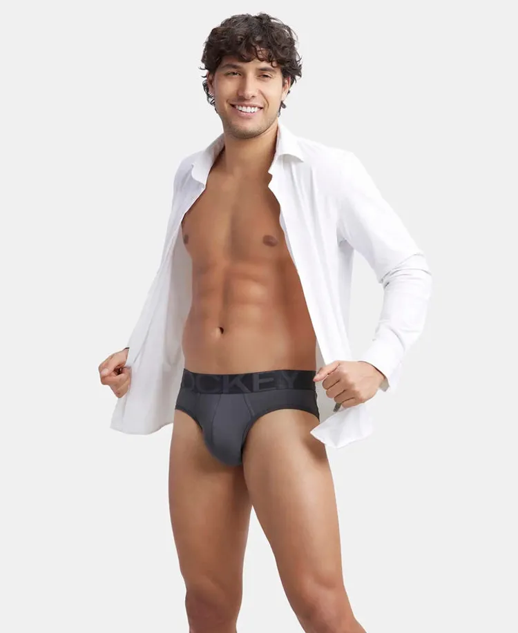 Tactel Microfiber Elastane Stretch Solid Brief with Moisture Move Properties - Ebony