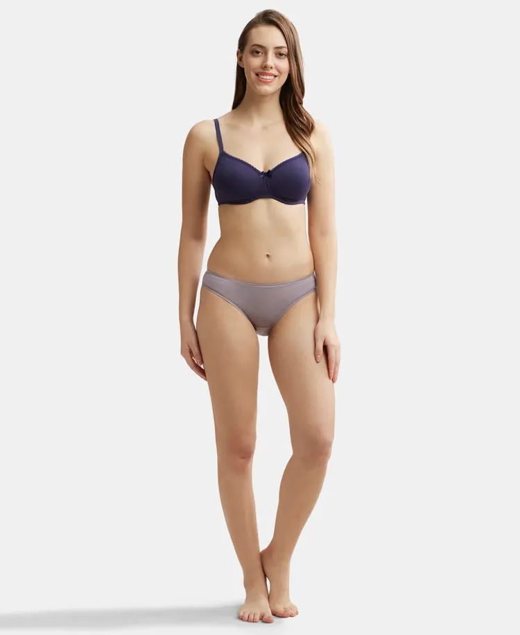 Medium Coverage Tencel Lyocell Elastane Stretch Mid Waist Bikini With Concealed Waistband and StayFresh Treatment - Minimal Grey