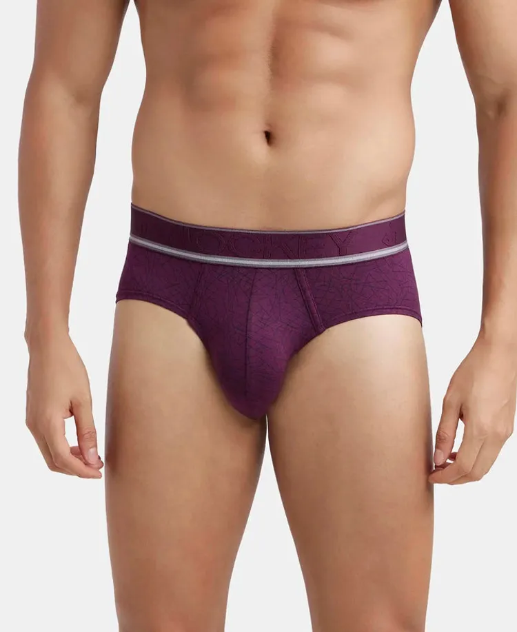 Tencel Micro Modal Elastane Stretch Printed Brief with Natural StayFresh Properties - Potent Purple