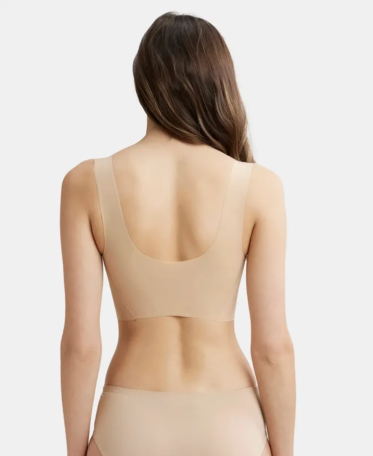 Wirefree Padded Soft touch Microfiber Elastane Full Coverage Lounge Bra with 360 Degree Stretch - Skin