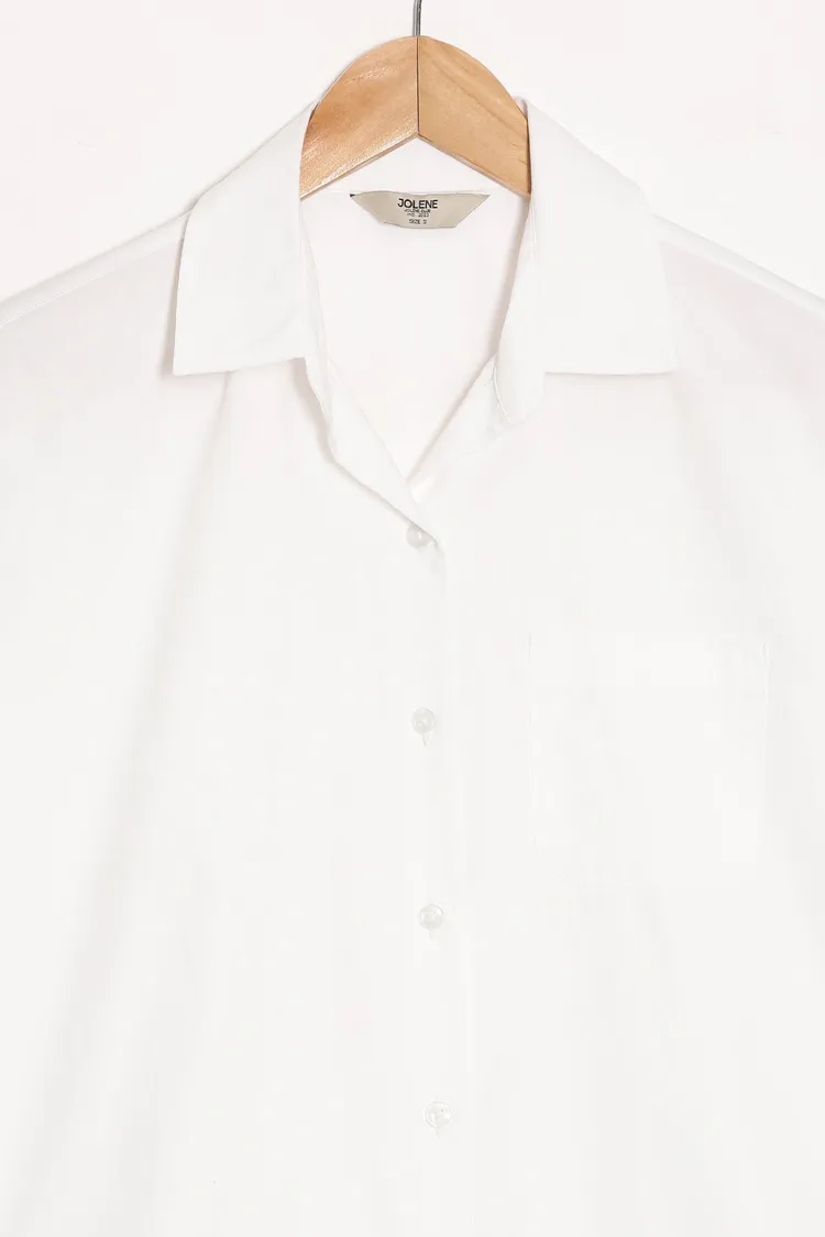 White Poplin Shirt with Pocket