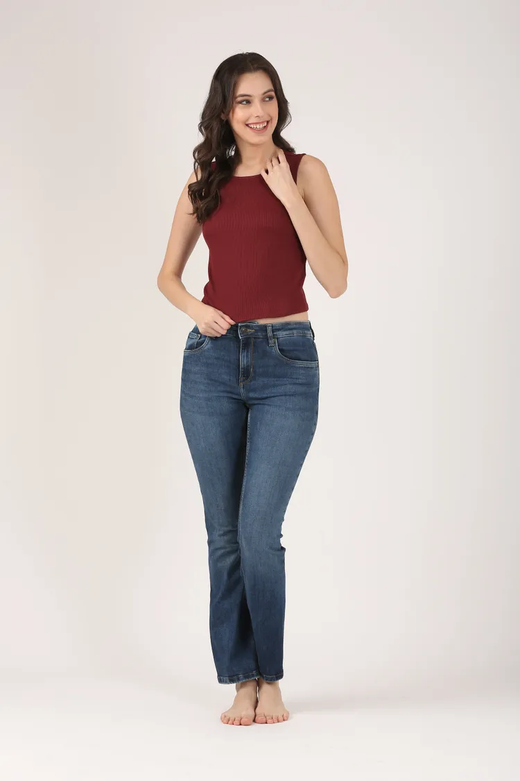 Soft Cotton Rib Sleeveless Wine Top