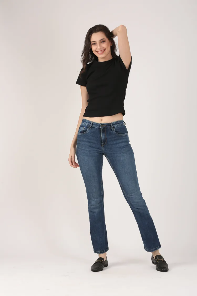 Soft Cotton Rib Short Sleeve Black Top