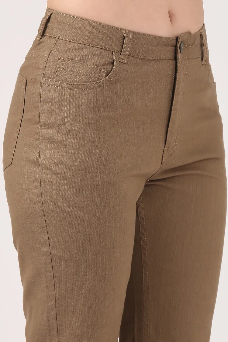 Khaki Flare Stretch Cotton Pant