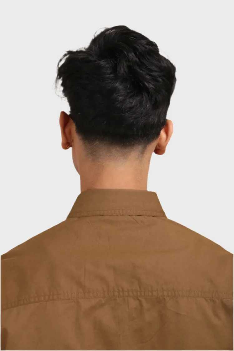 JONESBURG BROWN DOUBLE POCKET REGULAR FIT SHIRT