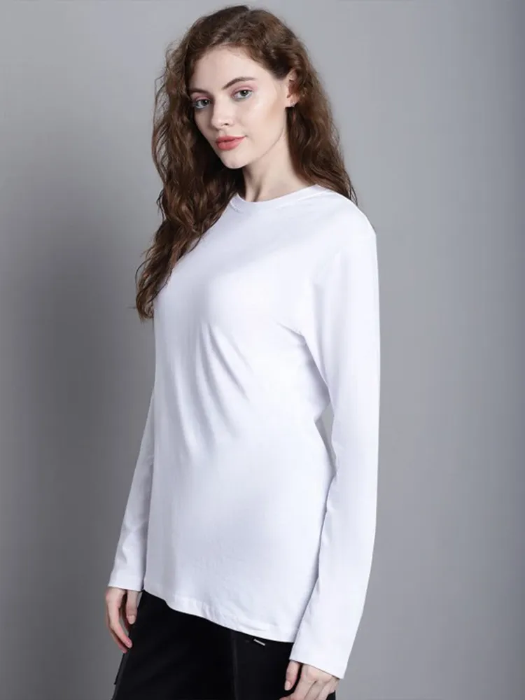 White Plain Full Sleeve Regular Fit T-Shirt