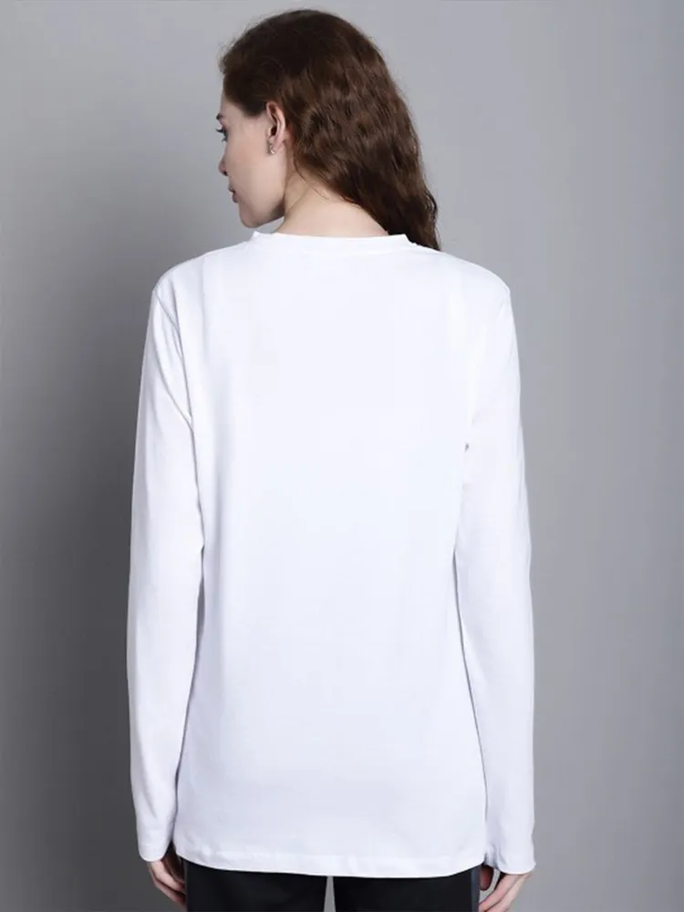White Plain Full Sleeve Regular Fit T-Shirt