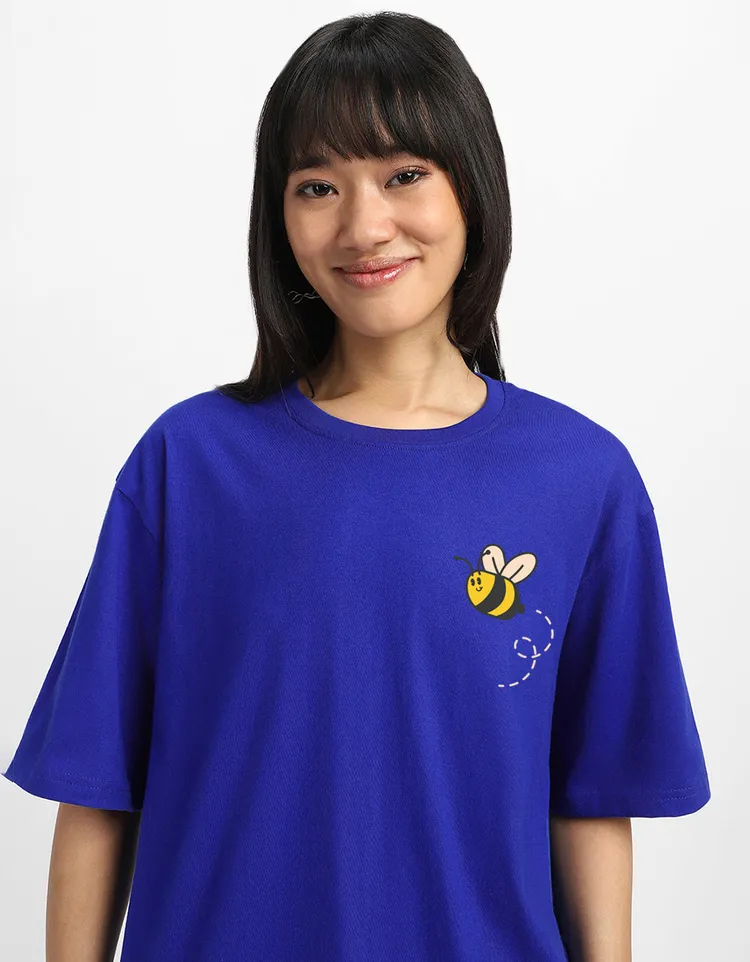 Rock And Roll Royal Blue Oversized Fit Graphic T-Shirt