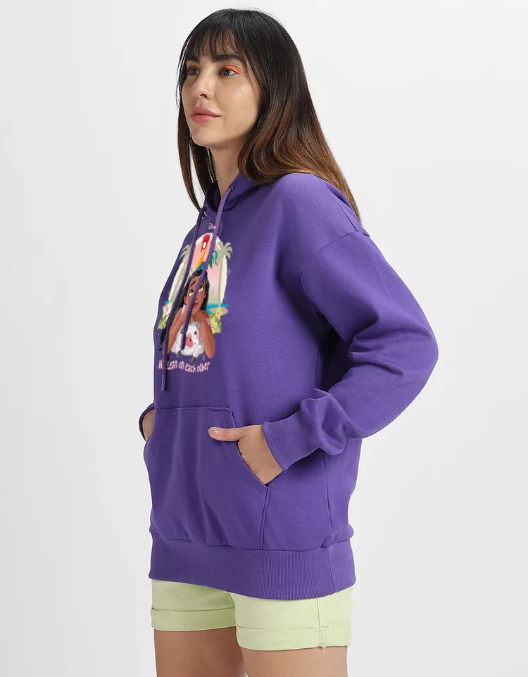 Moana Printed Blue Oversized Hoodie